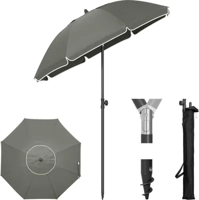Produktbild von EUGAD Sonnenschirm Balkon, Balkonschirm knickbar, Sonnenschutz UV 50+, mit Sonnenschirmhülle, Dunkelgrau 135cm
