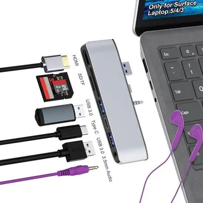 Immagine prodotto di Docking station per laptop con Ethernet, HDMI, USB 3.0, lettore di schede, nera