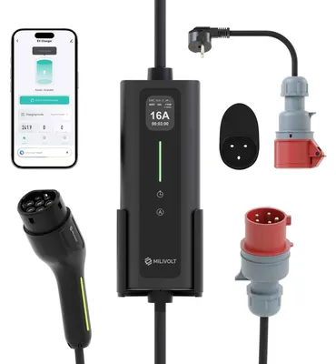 Zdjęcie produktu dla Przenośny wallbox Milivolt m311 | Typ 2 | 11kW | Wi-Fi | pełen zestaw 6m