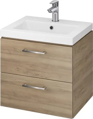 Produktbild von BADLAND Badmöbel Set Badezimmerschrank mit Keramikwaschbecken, 2-Schubladen LARA COMO 50 Nussbaum