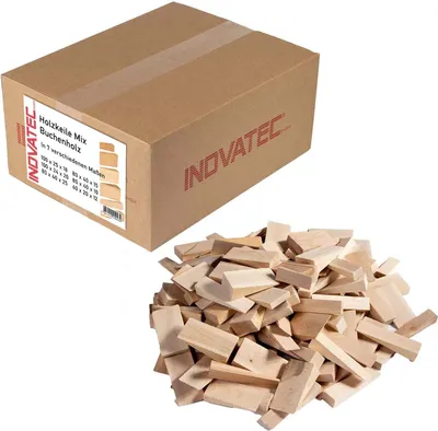 Produktbild von 100 x INOVATEC Holz Keile Mix in verschiedenen Abmessungen im Karton