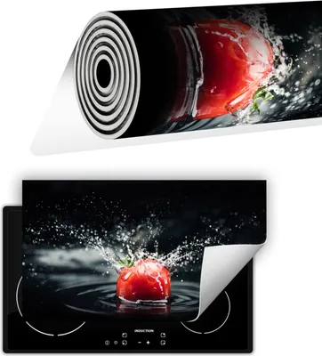 Produktbild von Herdabdeckplatte abdeckung Glaskeramikkochfeld abdeckplatte 90x52 cm Anti Rutsch Matte Aufrollbar, Schwarz Tomate