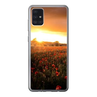 Produktbild von MuchoWow® Handyhülle Schutzhülle Hülle für Samsung Galaxy A52 5G Sonnenuntergang über den Mohnblumen in England Silikon Softcase Handy Hülle - Umschlag