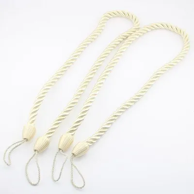 Produktbild von Unyqoos® Gardinenhalter Set 4 – dekorative Gardinenkordeln zum Knoten, 65 cm x 10 mm, ohne Bohren, zartgold/Creme