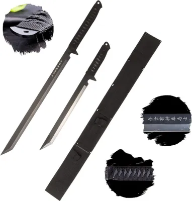 Image de Ensemble décoratif Ninja comprenant 2 objets et un étui – Accessoire de décoration asiatique, décoration d'intérieur élégante, objet de collection HK-1067