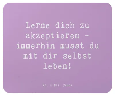 Produktbild von Mr. & Mrs. Panda Mousepad Spruch Selbstakzeptanz Lernen - Lavendeltraum - Geschenk, Gefühle, mousematte, Mitgefühl, Selbstmitgefühl, Zitat, laptop mauspad, Mouse Pad