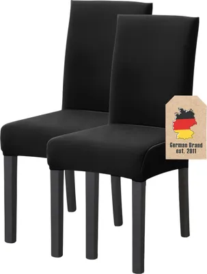 Immagine prodotto di Intirilife 2x coprisedia elastico coprisedia in NERO con altezza seduta 38 - 45 cm e schienale 45 - 65 cm - Per feste matrimoni hotel o a casa in sala da pranzo
