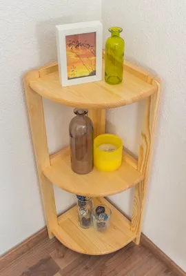 Produktbild von Regal, Küchenregal, Wohnzimmerregal, Bücherregal - 30 cm breit, Kiefer Holz-Massiv, Farbe: Natur