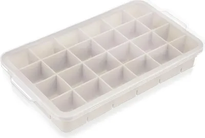 Zdjęcie produktu dla Forma do kostek lodu z pokrywką silikonowa beżowa 22,5x13x3 cm