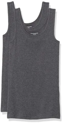 Immagine prodotto di Canottiera da donna Essentials, vestibilità aderente, confezione da 2, colore grigio scuro melange, taglia M
