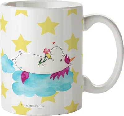 Produktbild von Mr. & Mrs. Panda Becher Einhorn Verliebt - Weiß - Geschenk, schöne tasse, Wolke, Unicorn, Bedruckte, Kaffeetasse, Liebe, Kaffeebecher, Freundin