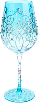 Produktbild von Handbemaltes Weinglas 15 oz Blau Prinzessin Craft – Einzigartiges Geschenk für Geburtstage und Feiern