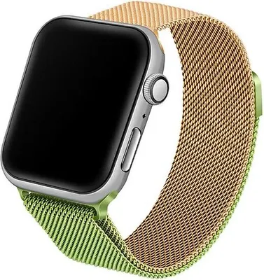Produktbild von Apple Watch Armband Edelstahl Grün-Gold Beline