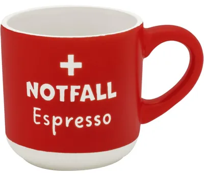 Espressotasse mit Gravur 'Nood', Steinzeug, 10 cl, Geschenkbanderole