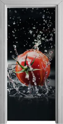 Produktbild von Tür Selbstklebende 90x210 cm Türfolie Türtapete Klebefolie - Tomaten spritzer Wasser