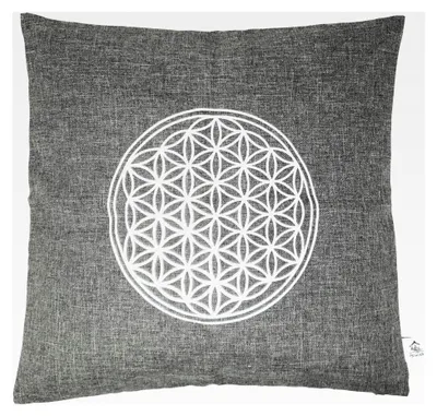 Produktbild von Zirbenkissen Blume des Lebens 40x40 cm antrazit Silber