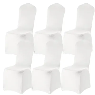Produktbild von 6 Stück Stuhlhusse Weiß Stretch Hussen Universal Stuhlbezug für Hochzeit, Bankett, Party