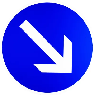 Produktbild von ORIGINAL Verkehrszeichen 222 * Vorgeschriebene Vorbeifahrt rechts vorbei * 600 mmØ nach StVO und RAL-Gütebedingungen Verkehrsschild Schild Strassenschild Gebotsschild Straßenzeichen blau Pfeil weiß