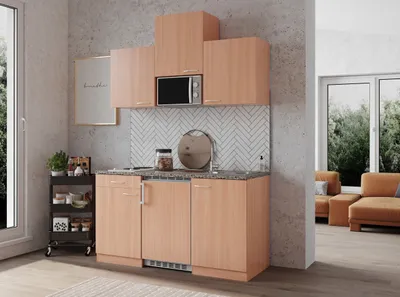 Produktbild von Küche Miniküche Singleküche Küchenzeile Küchenblock Buche Gerda 150 cm Respekta