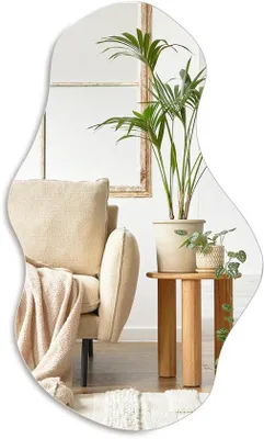 Image de Miroirs muraux asymétriques en verre, 71 x 43 cm, miroirs décoratifs modernes pour la décoration intérieure, sans cadre