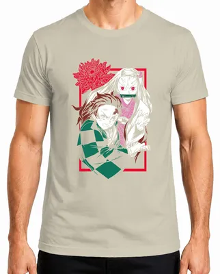 Obrázek produktu pro Kimetsu No Yaiba Tanjiro Nezuko Anime Demon Hunter Katana Fan Pánské tričko, Nature, XL