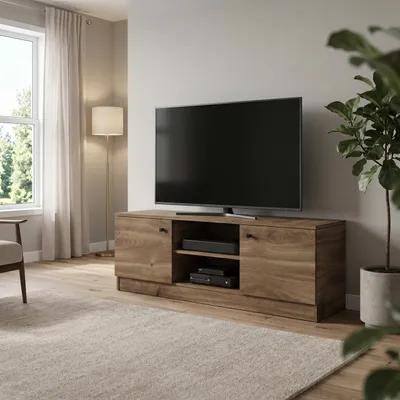 Produktbild von Masseno TV-Schrank NESTOS 120 cm Fernsehschrank mit 2 Türen TV-Lowboard für Wohnzimmer Modern 120x40x48,5 cm Braun