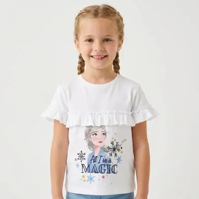 Produktbild von Disney Die Eiskönigin Elsa Kinder Mädchen T-Shirt – Weiß / 104