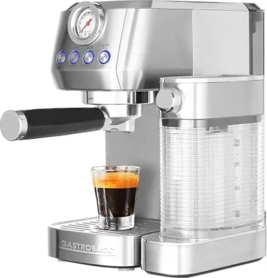 Productafbeelding van Gastroback Piccolo Pro M, espressomachine, 1,3 liter, geschikt voor koffiekapsules en gemalen koffie, 1350 W, zwart, roestvrij staal