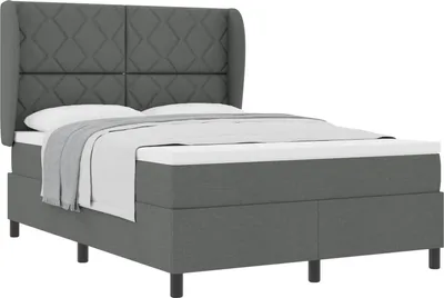 Image de vidaXL Lit boxspring avec matelas gris foncé 140 x 200 cm Tissu