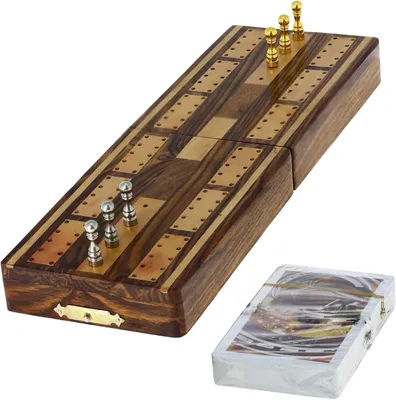 Produktbild von Ajuny Cribbage-Spiel aus Holz mit Stiften und Karten