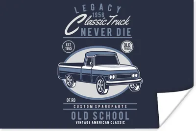 Produktbild von MuchoWow® Poster Autos - Blau - Retro 120x80 cm - Bilder