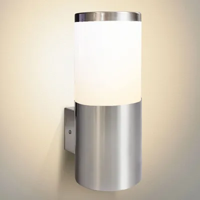 Produktbild von Moderne Außenwandleuchte 296A Edelstahl-Optik, 27 cm Höhe, E27 Fassung