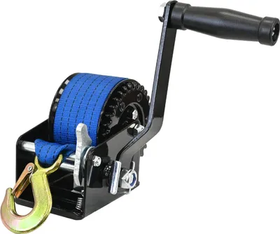 Produktbild von Gurtwinde 360 kg Gurtlänge 8 m Gurtbreite 5 cm mit Lasthaken Sperrhebel Handkurbel ergonomisch