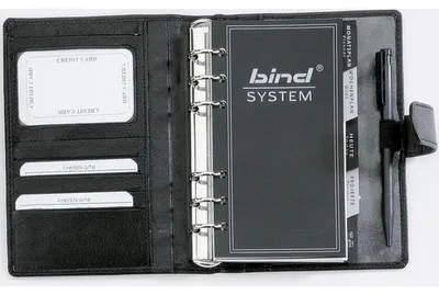 Produktbild von Bind® T 1-1 Systemplaner A6 Office, Nappaleder, schwarz, mit Druckknopfverschluss