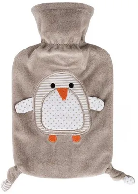 Produktbild von Famanu Warmwasserflasche Pinguin – weiche Thermoplastflasche mit Plüschbezug 0,8L – sicher und nachhaltig