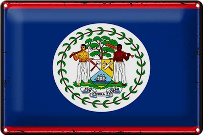 Produktbild von Blechschild Flagge Belizes 30x20cm Retro Flag of Belize