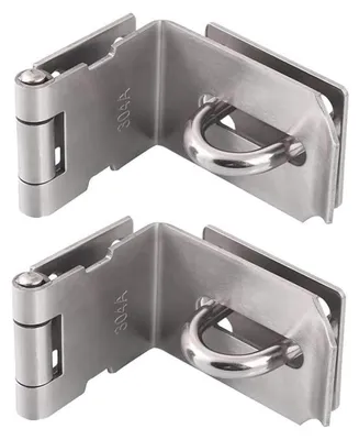 Immagine prodotto di Luchetto a 90 gradi, angolare, per porte scorrevoli, confezione da 2 pezzi, finitura nichel satinato, spessore 2,0 mm