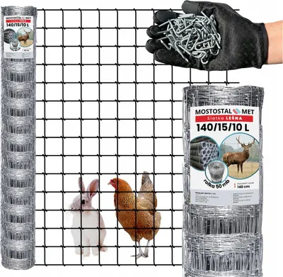 Produktbild von Zaunnetz - Knotengeflecht -140 Cm Höhe - 50 M Länge - Wetterfest - Wildschutzzaun  - verzinkt Forstzaun - Wetterbeständig - Leicht Und Strapazierfähig