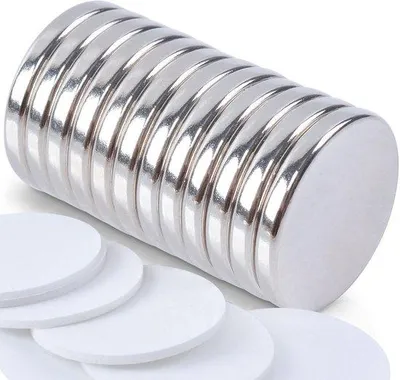 Zdjęcie produktu dla 12 sztuk mocnych okrągłych magnesów neodymowych o wymiarach 20 x 3 mm, samoprzylepnych, do ramek magnetycznych, lodówek i tablic suchościeralnych