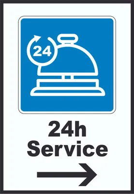 Produktbild von 24H Service Schild mit Pfeil rechts A3 (297x420mm)