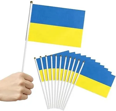 Zdjęcie produktu dla Flaga ukrainy miniaturowa poliester 30 szt patriotyczne dekoracje 14X21 cm