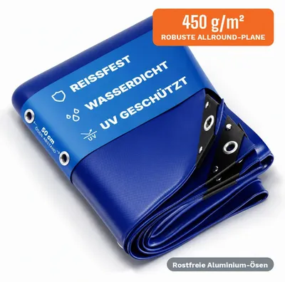 Image de Bâche 4x3 m (12 m²) Bleue – Bâche camion 450 g/m², imperméable, résistante aux UV, œillets