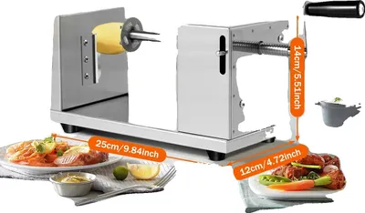 Obrázek produktu pro Spirálový kráječ brambor, ruční ovládání, kompaktní design, stříbrný