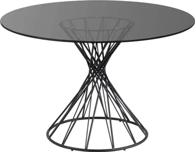 Produktbild von Glastisch Niut rund mit schwarzen Stahlbeinen Ø 120 cm