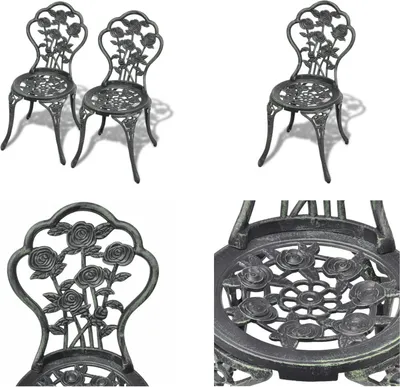 Image de vidaXL Chaises Bistro 2 pcs. Fonte d'aluminium Vert - Chaise de jardin - Chaise d'extérieur - Chaises d'extérieur