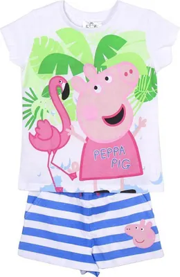 Produktbild von 2tlg. Outfit T-Shirt & Shorts Peppa Pig Weiß-Blau 98 cm