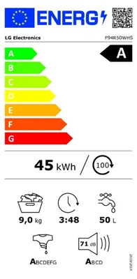 Image de Lave-linge frontal 9kg 1400 tours/min blanc/noir - Lg - F94R50WHS -