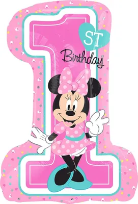 Produktbild von Riethmüller SuperShape Minnie - 1st Birthday Folienballon, P38, verpackt, 48 x 71cm Sonstige