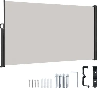 Produktbild von LZQ 160x300cm Ausziehbar Seitenmarkise Polyester Markise Blickdicht Sichtschutz Sonnenschutz Windschutz für Garten & Terrasse, Grau