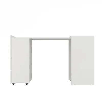 Produktbild von KOMTO Schreibtisch Weiß mit 3 Schubladen – Computertisch, Klappschreibtisch mit Stauraum, PC Tisch, Bürotisch für kleine Räume | Tisch FOLDY2 128 x 60